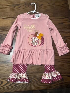 Rare Editions Pink "Hello Pumpkin" Ruffle Set